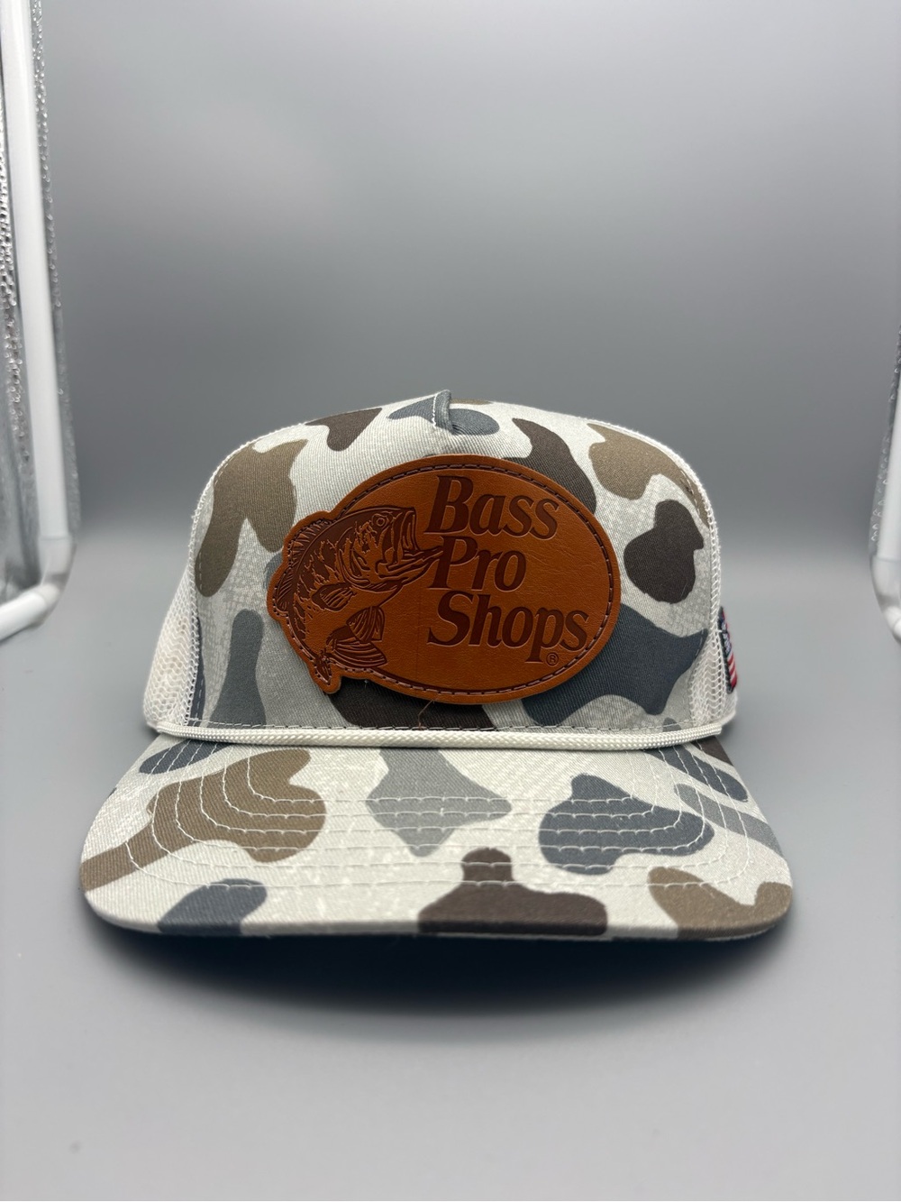 Bass Pro Shops | Leather Patch Camo Rope Truck Hat - Gray